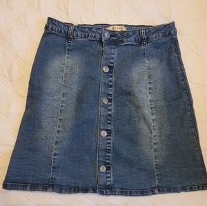 Button Front Jean Skirt